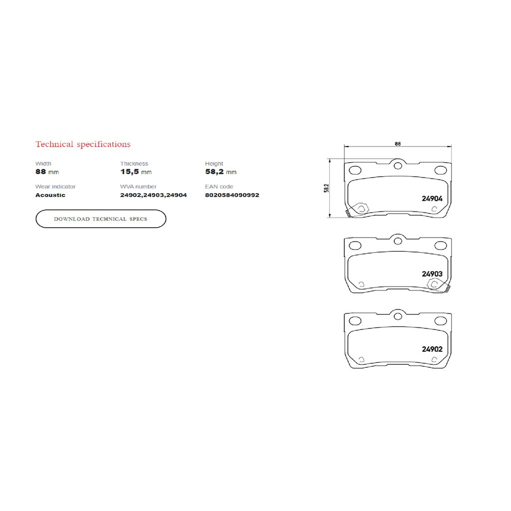 100% Original Brembo Lexus IS250 GSE20 Toyota Mark X GRX120 Rear Brake Pad Black-Shim P83113 - Image 3