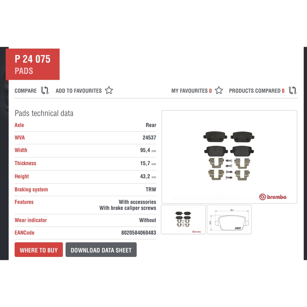 100% Original Brembo Proton Exora Bold Preve Suprima Rear Brake Pad Black-Shim P24075 - Image 2