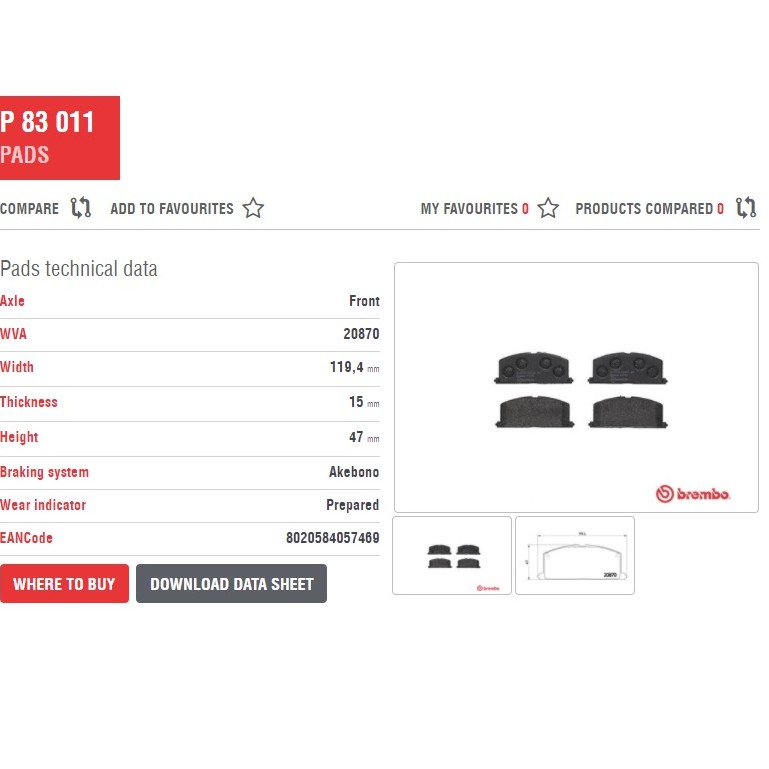 100% Original Brembo Toyota Corolla AE101 AE111 AE92 AE80 Front Brake Pad Black-Shim P83011 - Image 2