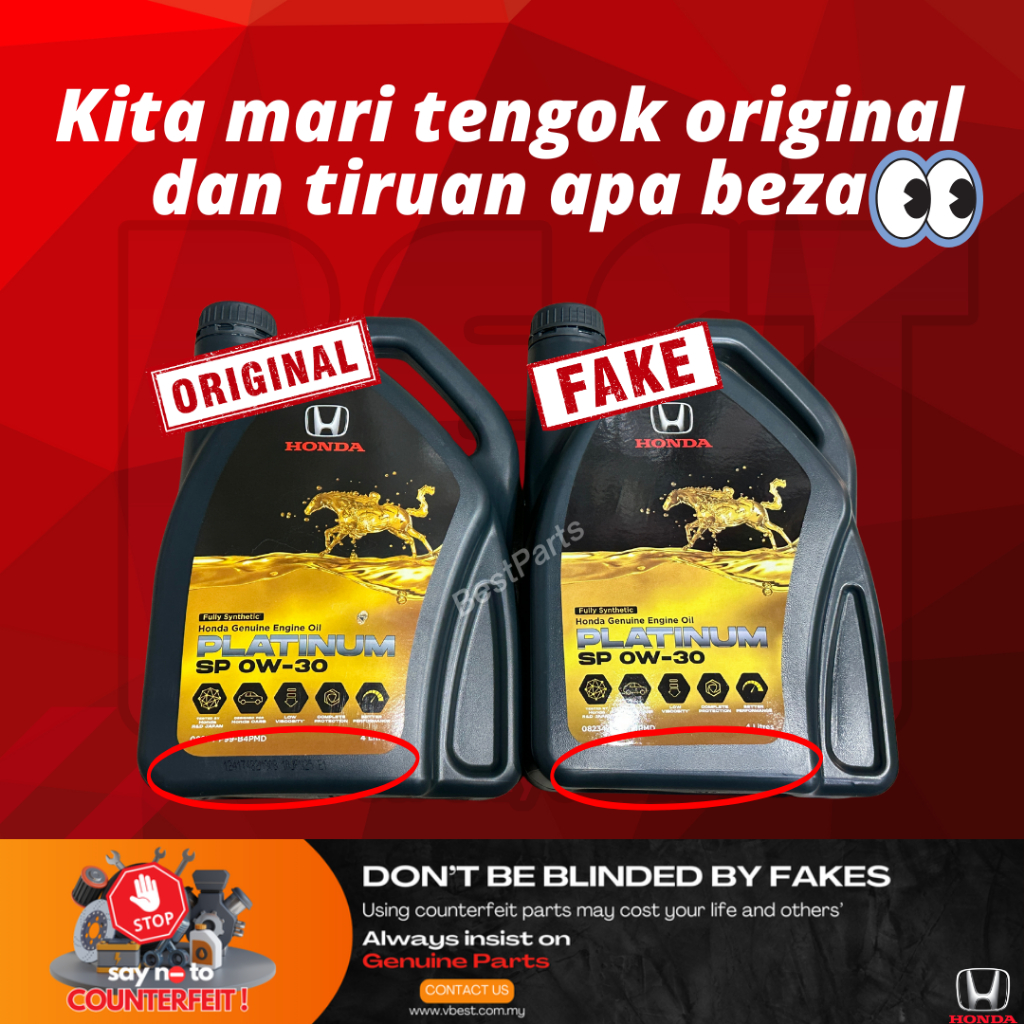 Honda Fully Synthetic Engine Oil Platinum SP 0W-30 0W30 4L Genuine Minyak Hitam VTEC Turbo Original - Image 2