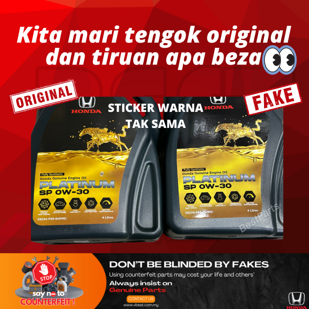 Honda Fully Synthetic Engine Oil Platinum SP 0W-30 0W30 4L Genuine Minyak Hitam VTEC Turbo Original - Image 4