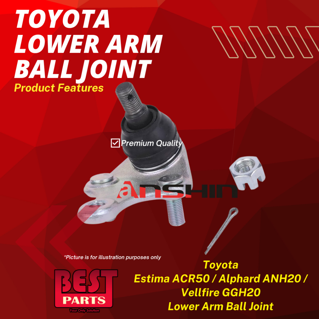 Anshin Ball Joint Lower for Toyota Estima ACR50 Alphard ANH20 Vellfire GGH20 Rav4 Harrier