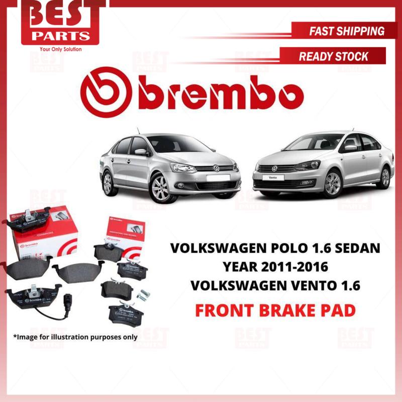 100% Original Brembo Volkswagen Polo 1.6 Sedan Year 2011-2016 Vento 1.6 Front Brake Pad Black-Shim P85121