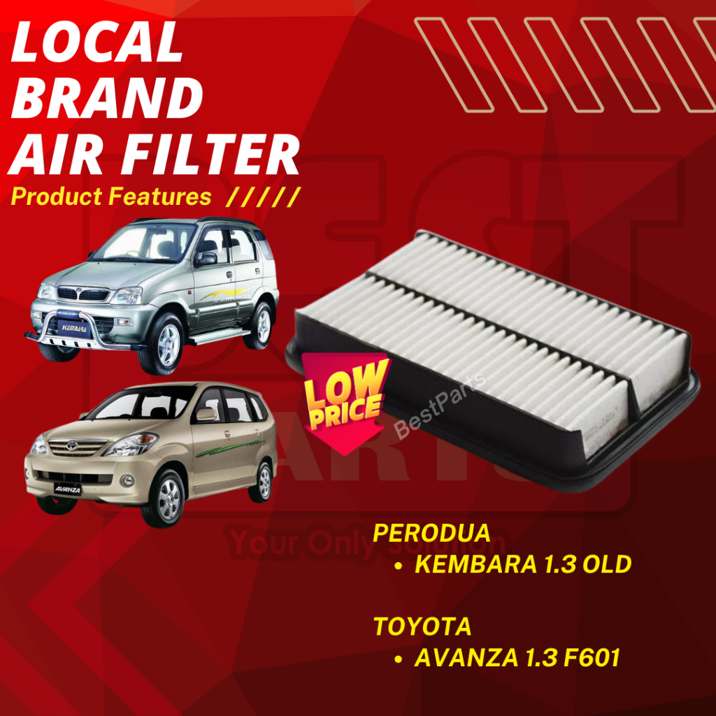 Local Brand Air Filter Perodua Kembara 1.3 Toyota Avanza 1.3 F601 2004~ To Sept 2006~ 17801-87Z09