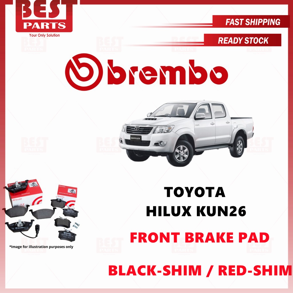 100% Original Brembo Toyota Hilux KUN26 Front Brake Pad Red-Shim P83140
