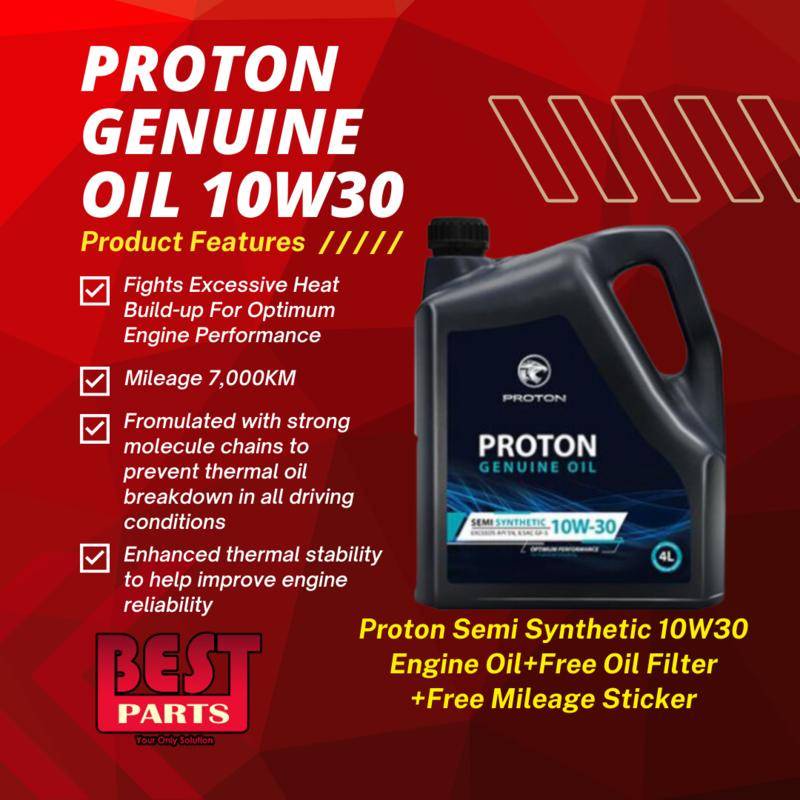 Petronas Syntium Proton 800 SE10W30 Semi Synthetic SN/CF Engine Oil Minyak Hitam Free Proton Oil Filter+Mileage Sticker