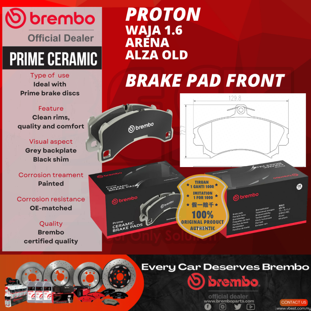 100% Original Brembo Proton Waja 1.6 Perodua Alza Old Front Brake Pad P54022N