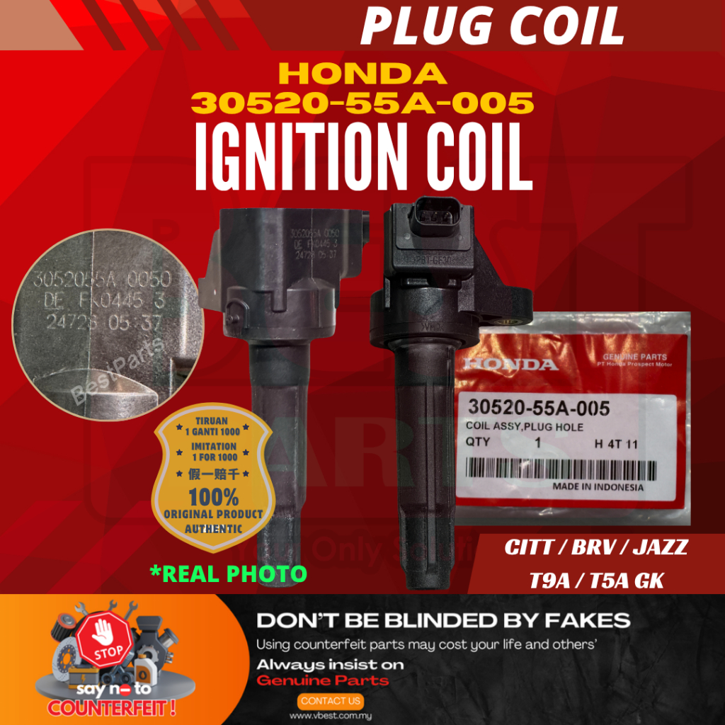 30520-55A-005 Ignition Plug Coil Honda City T9A, BRV, JAZZ T5A GK 2014>2020 Coil Ingnition