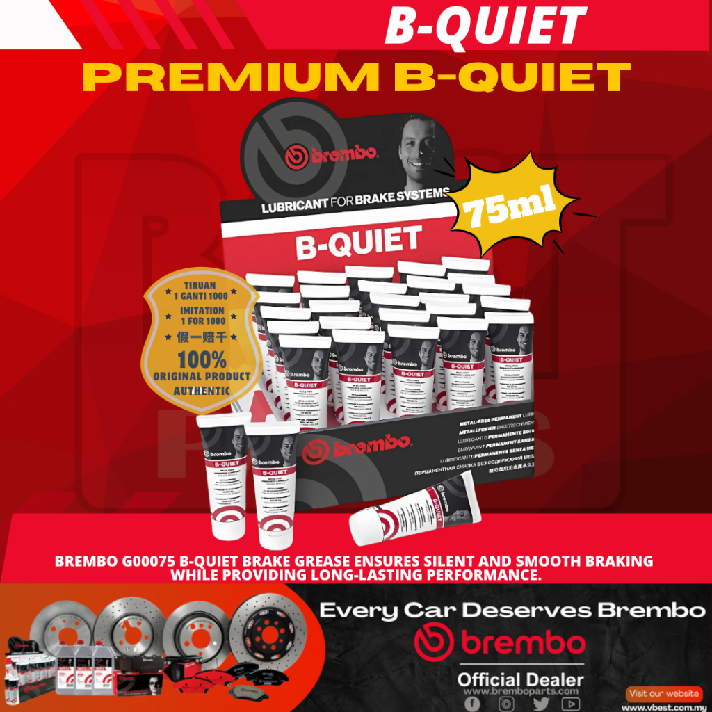 Brembo B-Quiet Brake Grease G00075 75ml โ Original Metal-Free Lubricant for Brake Pad Pin Caliper